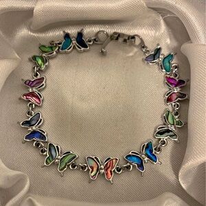 Stainless Steel Multicolored Abalone Shell Butterfly Bracelet